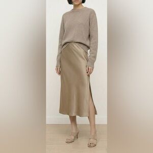 Theory Satin Midi Skirt with Ribbed Waistbad